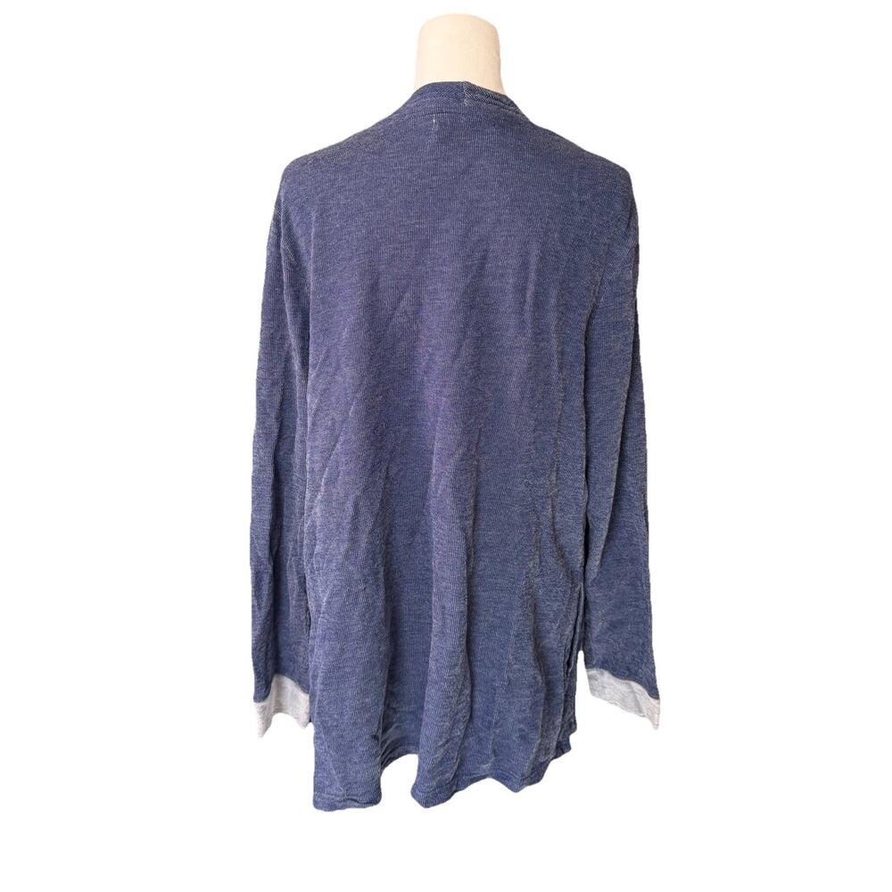 Fresh Produce Womens Large Cardigan Sweater Open Front Blue Waterfall Pockets - Picture 4 of 9